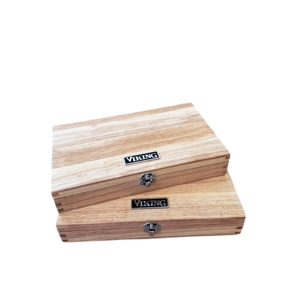 Set of 2 VIKING Light Wood Steak‎ Knife Storage Boxes